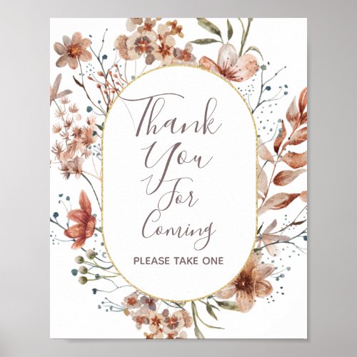 Autumn Wildflowers Thank you for coming Favor Sign