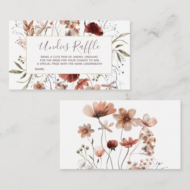 Autumn wildflowers Undies Raffle Enclosure Card (Front/Back)