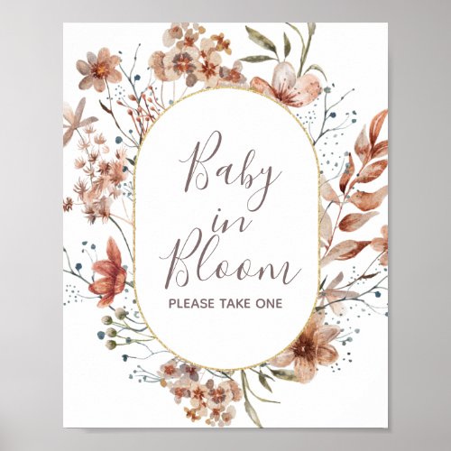 Autumn Wildflowers watercolor Baby In Bloom sign