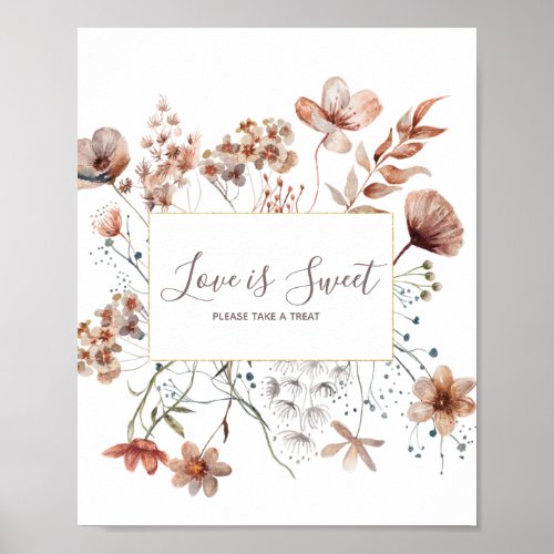 Autumn Wildflowers Watercolor Love is Sweet Sign