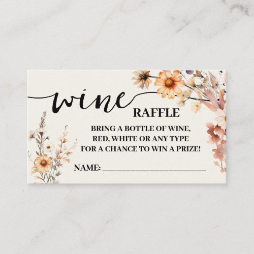 Autumn Wildflowers Wine Raffle Ticket Shower Card