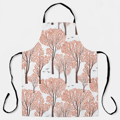 Autumn Wildlife Trees Birds Pattern Apron