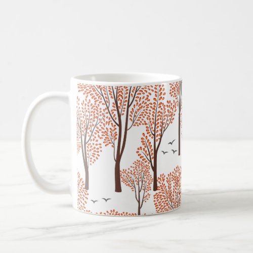 Autumn Wildlife Trees Birds Pattern Coffee Mug