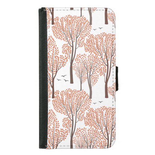 Autumn Wildlife Trees Birds Pattern Samsung Galaxy S5 Wallet Case