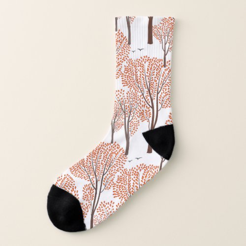 Autumn Wildlife Trees Birds Pattern Socks