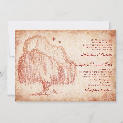 Autumn Willow Tree Wedding Invitation