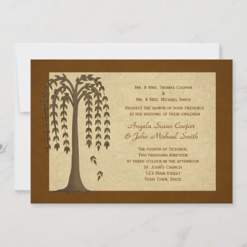 Autumn Willow Tree Wedding Invitation