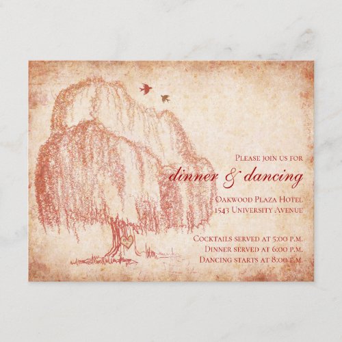 Autumn Willow Tree Wedding Reception Card Custom Announcements