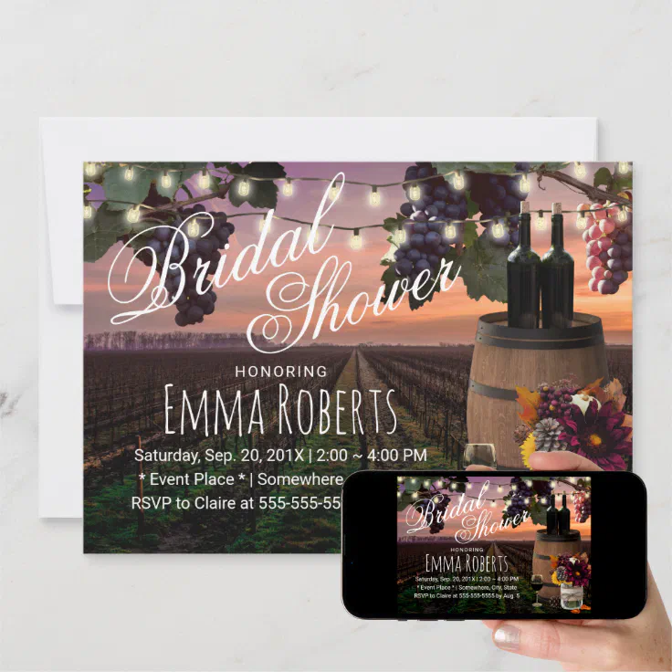 Autumn Wine Barrel Rustic Vineyard Bridal Shower Invitation Zazzle