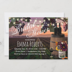 Autumn Wine Barrel Rustic Vineyard Bridal Shower Invitation