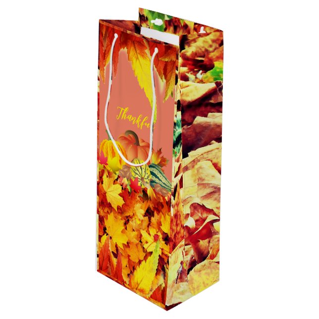 Autumn Wine Thanksgiving  Wine Gift Bag (Front Angled)
