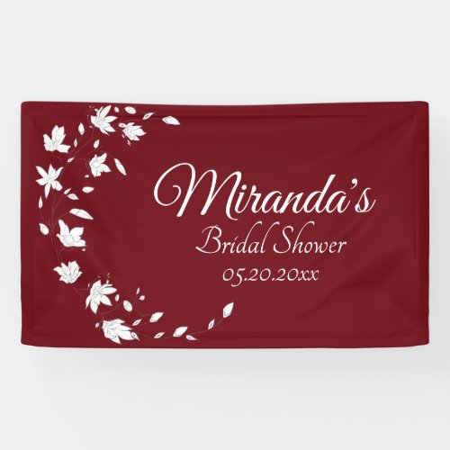 Autumn Wine  White Floral Bridal Shower Banner