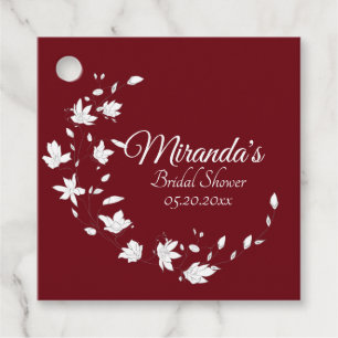 Autumn Wine & White Floral Bridal Shower Favor Tags