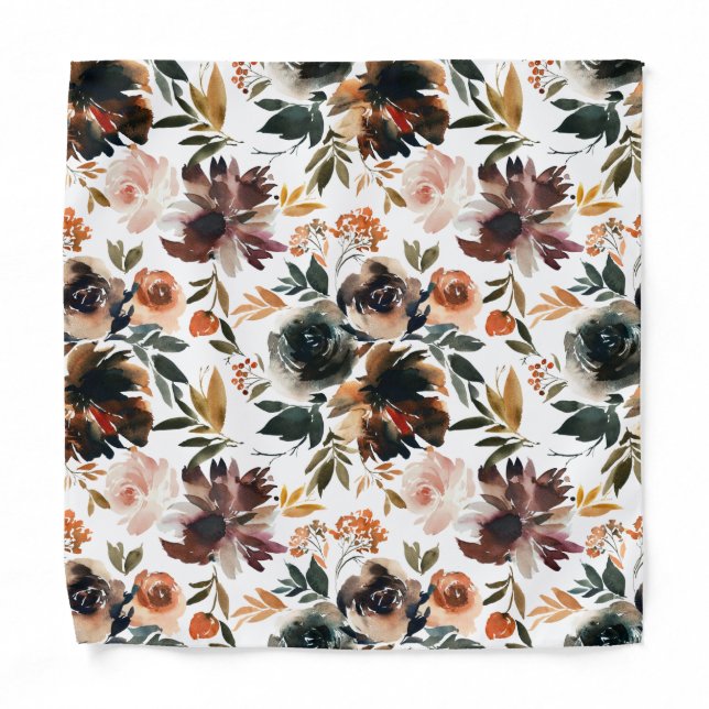 Autumn Winter Floral Pocket Square Bandana (Front)
