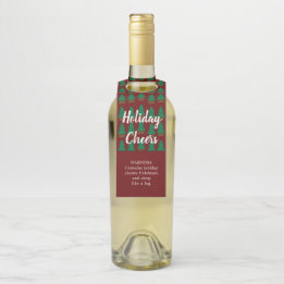 Autumn Winter Rustic Red Funny Holiday Cheers Bottle Hanger Tag