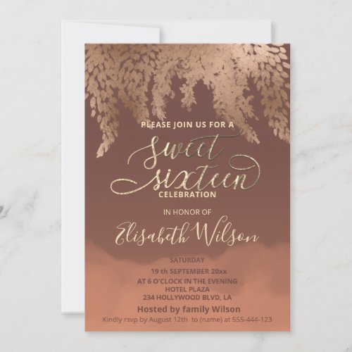 Autumn wisteria  cinnamon cantaloupe watercolor invitation