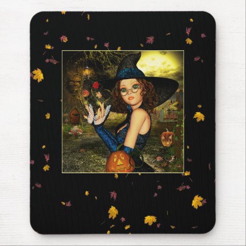 Autumn Witch Mouse Pad
