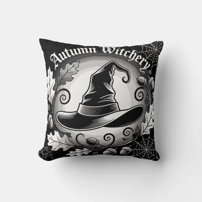 Autumn Witchery Throw Pillow (Front)