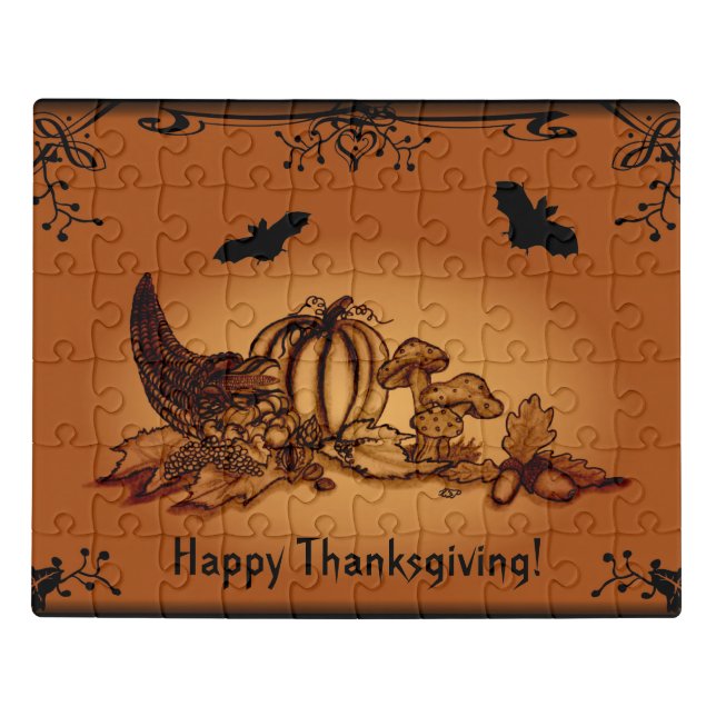 Autumn with Bat , Happy Thanksgiving! Jigsaw Puzzle (Puzzle Horizontal)
