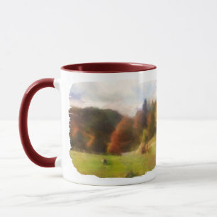 Autumn With Mountain Fox And Haystack Watercolor Mug