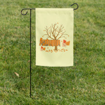Autumn With Tree & Leaves Garden Flag