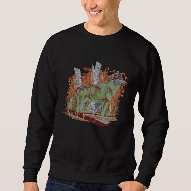 Autumn Wolf Embroidered Sweatshirt (Front)