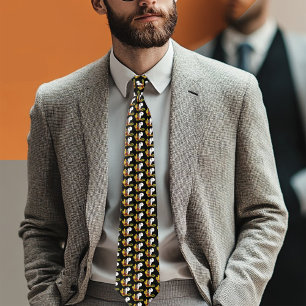 Autumn Wolf Howling Moon Black Neck Tie