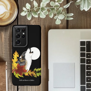 Autumn Wolf Howling Moon Black Samsung Galaxy S21 Ultra Case
