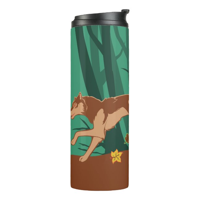 Autumn Wolf Thermal Tumbler (Rotated Left)