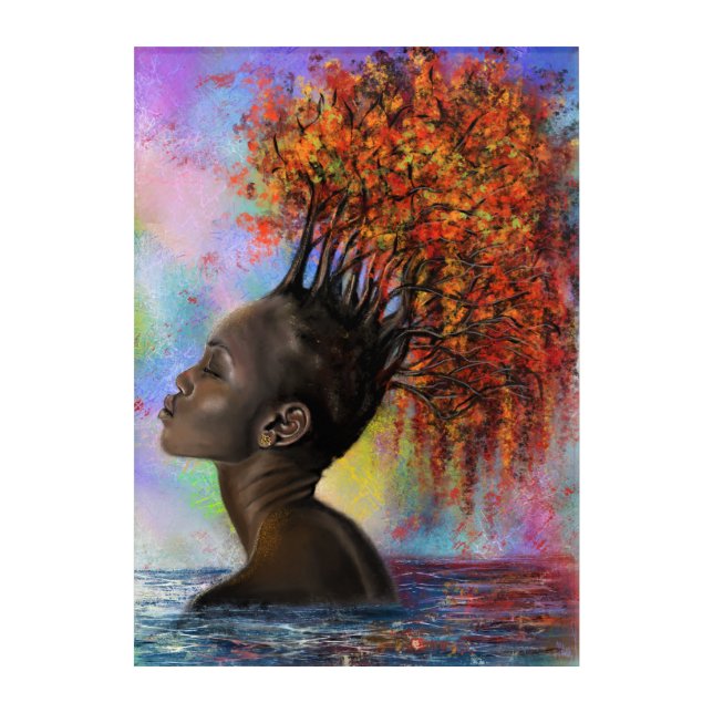 Autumn Woman Feeling Acrylic Art - Painting (Front)
