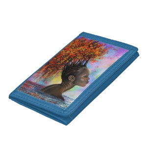 Autumn Woman Trifold Wallet - Painting