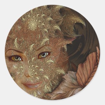 Autumn Wood Nymph Round Stickers by EarthMagickGifts at Zazzle