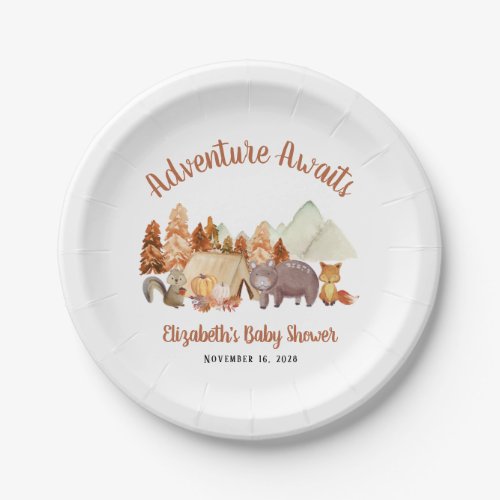 Autumn Woodland Animals Adventure Baby Shower Paper Plates