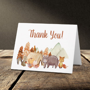 Autumn Woodland Animals Baby Shower Letterpress Thank You Card