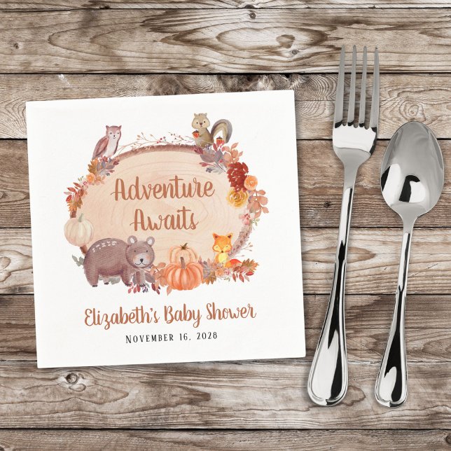 Autumn Woodland Animals Baby Shower Napkins (Creator Uploaded)