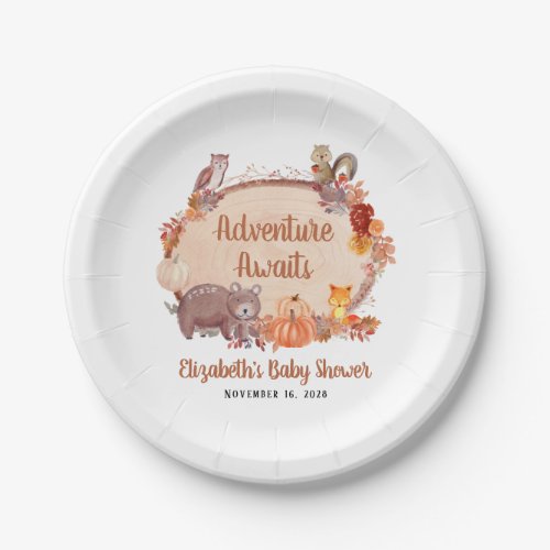 Autumn Woodland Animals Baby Shower Paper Plates