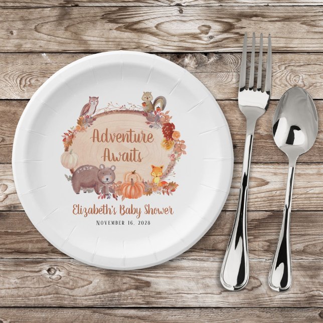 Autumn Woodland Animals Baby Shower Paper Plates (Creator Uploaded)