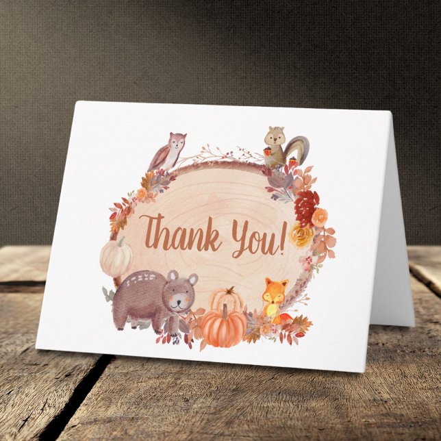 Autumn Woodland Animals Baby Shower Thank You Card (Creator Uploaded)