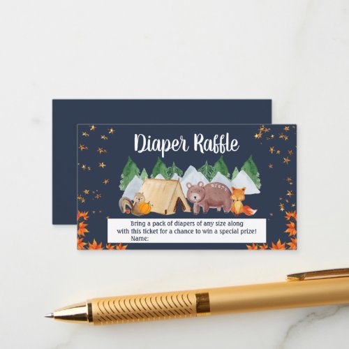 Autumn Woodland Animals Diaper Raffle Baby Shower Enclosure Card