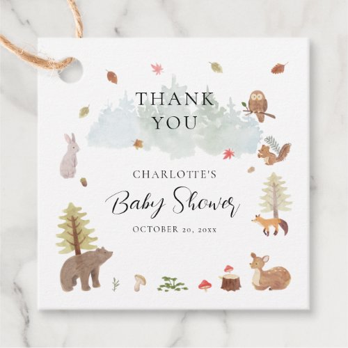 Autumn Woodland Animals Fall Baby Shower Thank You Favor Tags