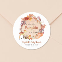 Autumn Woodland Animals Pumpkin Baby Shower Classic Round Sticker