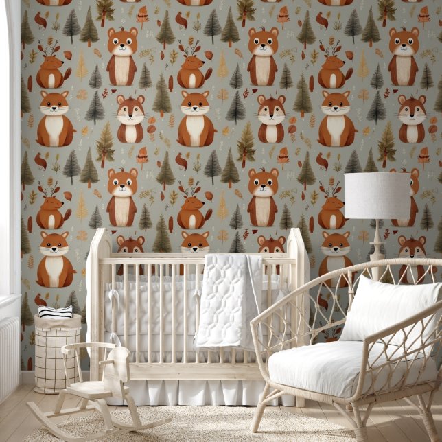 Autumn woodland animals wallpaper  (Kids)