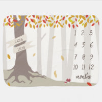 Autumn Woodland Baby Milestone Months Blanket