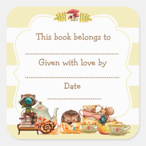 Autumn Woodland Baby Shower Bookplate sticker