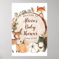 Autumn Woodland Baby Shower Welcome Sign
