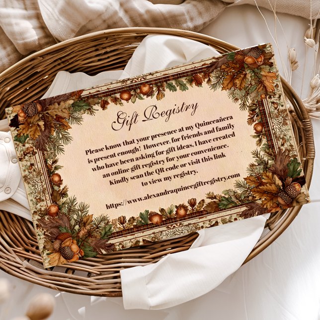 Autumn Woodland Botanical Quinceañera Enclosure Card (Creator Uploaded)