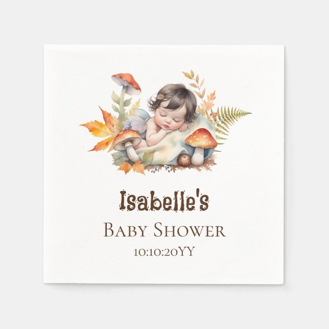 Autumn Woodland Fairy Baby Shower Napkins (Front)