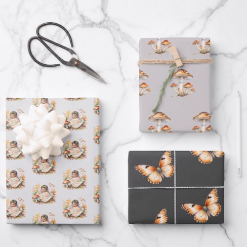 Autumn Woodland Fairy Baby Shower Wrapping Paper Sheets