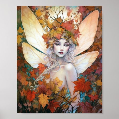 Autumn Woodland Fairy Fantasy Art Poster