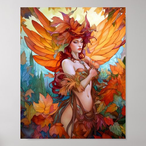 Autumn Woodland Fairy Fantasy Art Poster